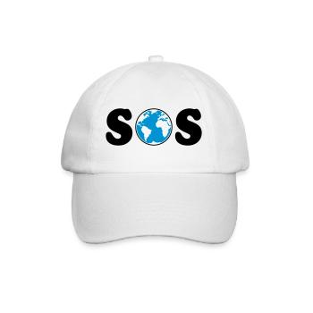 SOS – Earth Day / Klimawandel (B / 3C / SVG) - Baseballkappe - Weiß/Weiß - Vorne
