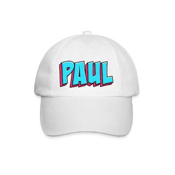 Namen Motiv: Paul - Baseballkappe - Weiß/Weiß - Vorne