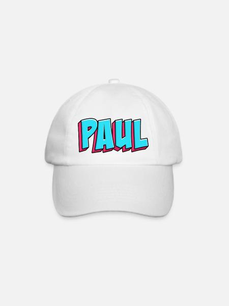 Namen Motiv: Paul - Baseballkappe - Weiß/Weiß