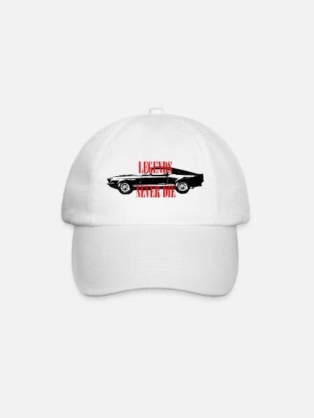 Legends Never Die – Kräftige Retro-Textgrafik - Baseballkappe - Weiß/Weiß