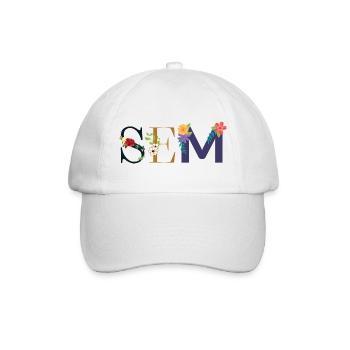 SEM Name mit Blumen geschmückt - Baseballkappe - Weiß/Weiß - Vorne