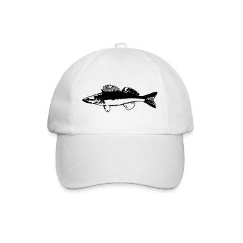 Fisch im Wasser Design auf Blau - Baseballkappe - Weiß/Weiß - Vorne