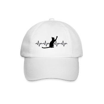 Katze EKG Herzfrequenz Herzschlag - Baseballkappe - Weiß/Weiß - Vorne