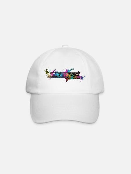 Bunte Musiknoten Regenbogen Aquarell - Baseballkappe - Weiß/Weiß