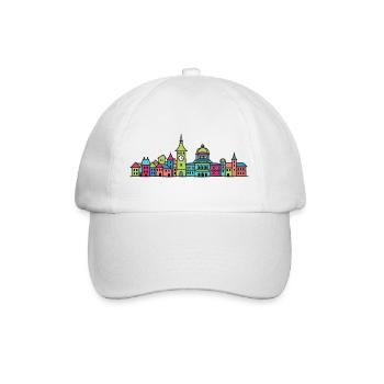 Bern City Skyline Zytglogge Moderne Linienkunst - Baseballkappe - Weiß/Weiß - Vorne