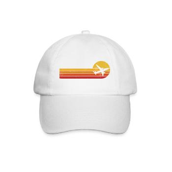 Flugzeug Pilot Retro Luftfahrt Flugverkehr Flieger - Baseballkappe - Weiß/Weiß - Vorne