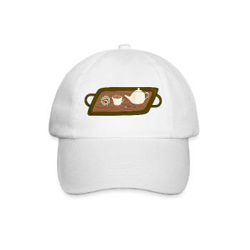 Teezeit-Tablett-Illustration - Baseballkappe - Weiß/Weiß - Vorne