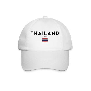 Thailändische Flagge, elegantes, minimalistisches Design - Baseballkappe - Weiß/Weiß - Vorne