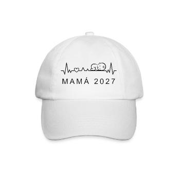 Futura Mamá 2027 Ritmo Cardiaco Anuncio Embarazo - Baseballkappe - Weiß/Weiß - Vorne