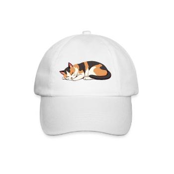 Schlafende Katze - Baseballkappe - Weiß/Weiß - Vorne