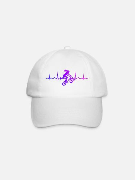 Geschenkidee für die BMX-Riderin mit Freestyle-BMX - Baseballkappe - Weiß/Weiß