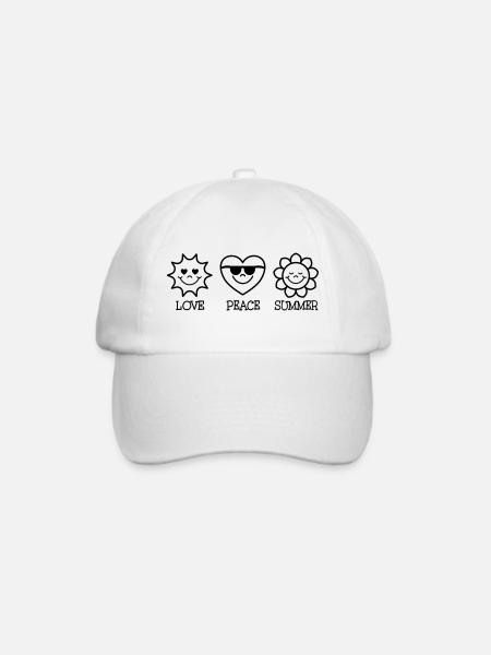 Love Peace Summer - Baseballkappe - Weiß/Weiß
