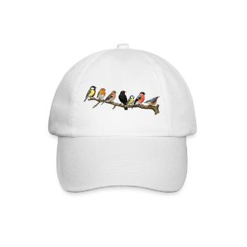 Heimische Singvögel auf Ast - Baseballkappe - Weiß/Weiß - Vorne