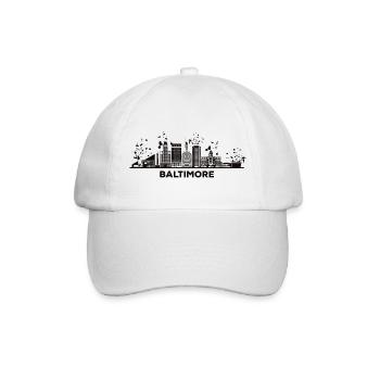 Baltimorean Watercolor Skyline Baltimore - Baseballkappe - Weiß/Weiß - Vorne