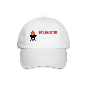 Grillmeister Icon Shirt – BBQ T-Shirt Geschenkidee - Baseballkappe - Weiß/Weiß - Vorne