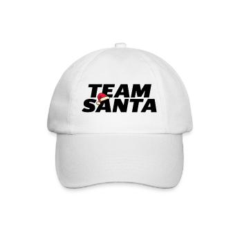 Team Santa Logo mit Weihnachtsmütze - Baseballkappe - Weiß/Weiß - Vorne