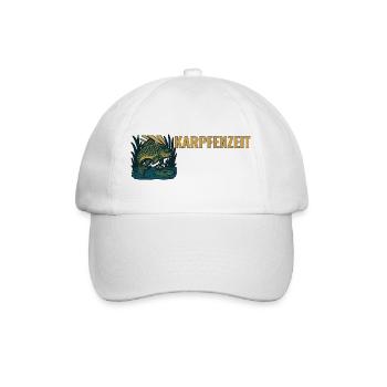 Karpfenangeln Karpfenzeit. - Baseballkappe - Weiß/Weiß - Vorne