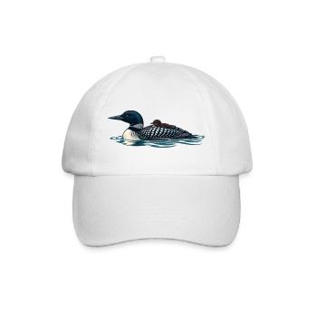 Gemeiner Lote trägt ein Küken auf ruhigem Wasser - Baseballkappe - Weiß/Weiß - Vorne