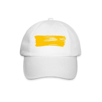 Gelber Streifen / Pinselstrich - Rechteck Balken - Baseballkappe - Weiß/Weiß - Vorne