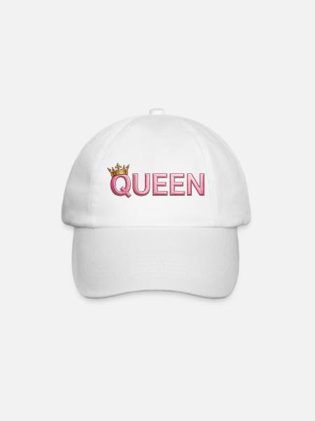 Pink Crown Queen Typografie - Baseballkappe - Weiß/Weiß