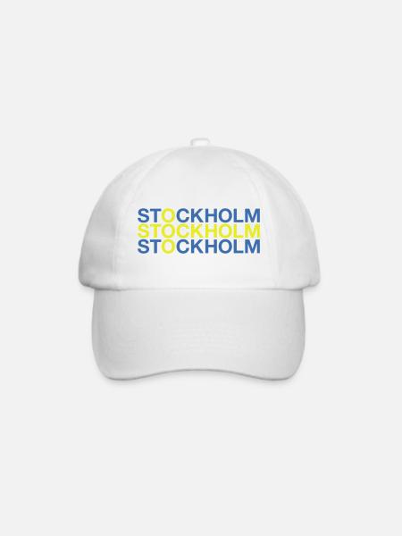 STOCKHOLM Schweden Sweden Schwedische Flagge - Baseballkappe - Weiß/Weiß