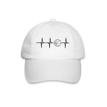 Mein Herz schlägt für Basketball - Baseballkappe - Weiß/Weiß - Vorne
