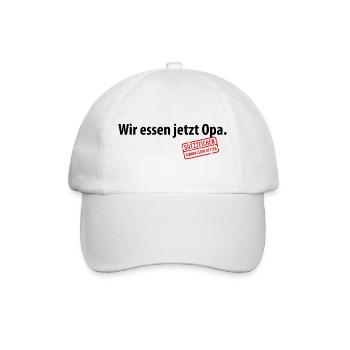 Wir essen jetzt Opa Satzzeichen Komma Leben retten - Baseballkappe - Weiß/Weiß - Vorne