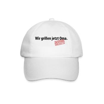 Wir grillen jetzt Oma Satzzeichen Komma Leben Omi - Baseballkappe - Weiß/Weiß - Vorne