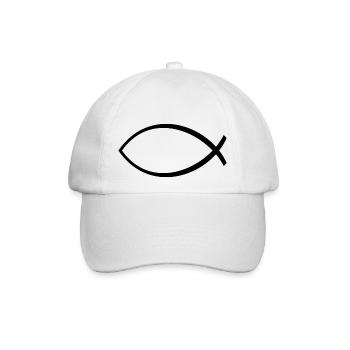 Ichthys Symbol - Baseballkappe - Weiß/Weiß - Vorne