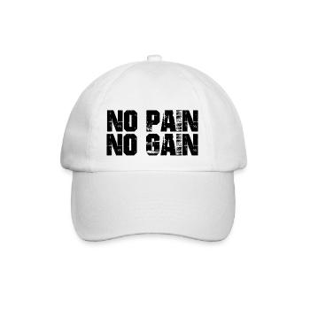 NO PAIN NO GAIN - Baseballkappe - Weiß/Weiß - Vorne