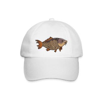 Grantiger Karpfen / Grumpy Carp - Baseballkappe - Weiß/Weiß - Vorne