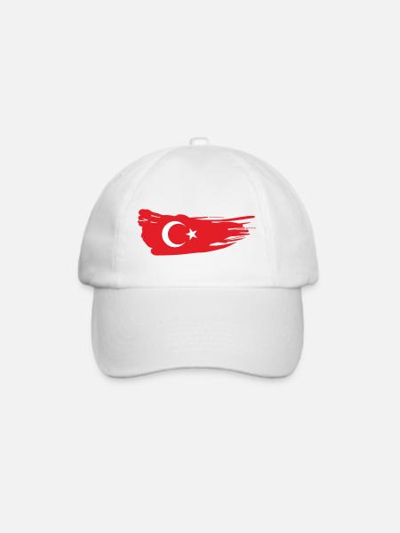 Türkische Flagge - Baseballkappe - Weiß/Weiß