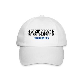  Graubünden Koordinaten Design - Baseballkappe - Weiß/Weiß - Vorne