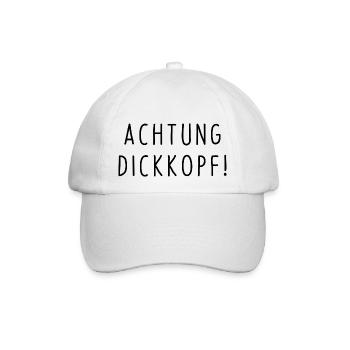 Achtung Dickkopf Spruch Schrift lustiger Spruch - Baseballkappe - Weiß/Weiß - Vorne