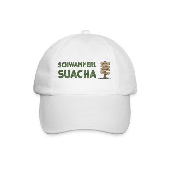 Schwammerlsuacha - Wegweiser Dialekt - Baseballkappe - Weiß/Weiß - Vorne