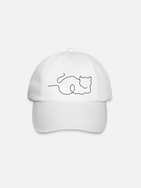 Katze StrichOneline - Baseballkappe - Weiß/Weiß