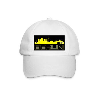 Berlin - mit Skyline in gelb - Baseballkappe - Weiß/Weiß - Vorne