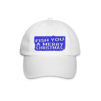 gift sayings rod fish head santa angling - Baseballkappe - Weiß/Weiß - Vorne