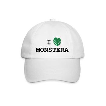 Ich liebe Monstera - Design mit Blatt - Baseballkappe - Weiß/Weiß - Vorne