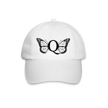 Buchstabe Q Schmetterling - Baseballkappe - Weiß/Weiß - Vorne