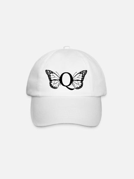 Buchstabe Q Schmetterling - Baseballkappe - Weiß/Weiß