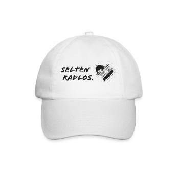 Selten Radlos - Herz, Reifenspuren, Fahrrad, Bike - Baseballkappe - Weiß/Weiß - Vorne