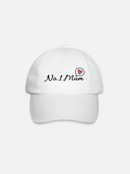 Nr.1 Mum Herz Schreibschrift - Baseballkappe - Weiß/Weiß