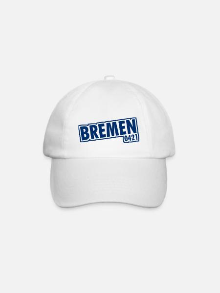 Bremen - 0421 - Vorwahl - Baseballkappe - Weiß/Weiß