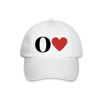 Buchstabe o rotes Herz - Baseballkappe - Weiß/Weiß - Vorne