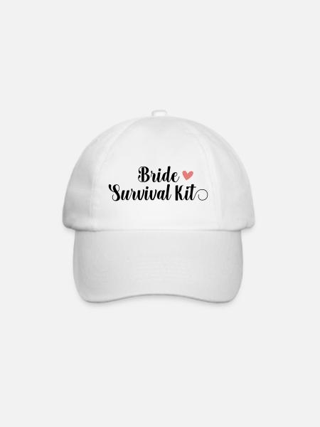 Bride Survival Kit! Personalisierbar - Baseballkappe - Weiß/Weiß