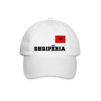 Albanien – Shqipëria mit Fahne Flagge auf Brust - Baseballkappe - Weiß/Weiß - Vorne