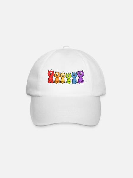 Katzen Familie Katzenfreund Katze Regenbogen - Baseballkappe - Weiß/Weiß
