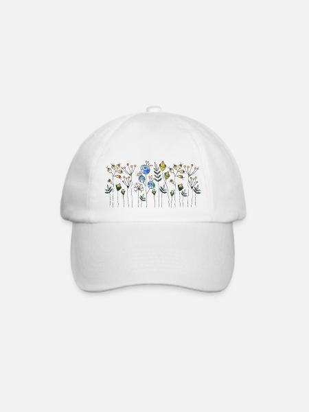 Blumen - Baseballkappe - Weiß/Weiß