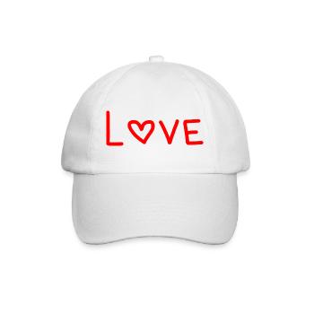 Rot gestreiftes Herz-Liebes-Design - Baseballkappe - Weiß/Weiß - Vorne